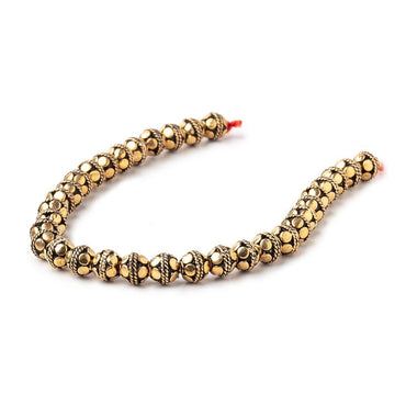 7mm Antiqued 22kt Plated Copper Bali Design Round 8 inch 33 beads (ONLINE ORDER ONLY)