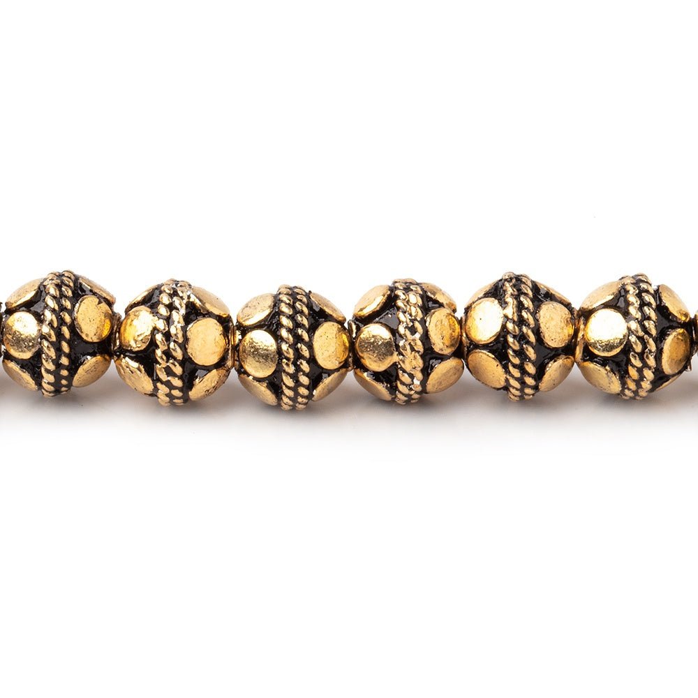 7mm Antiqued 22kt Plated Copper Bali Design Round 8 inch 33 beads (ONLINE ORDER ONLY)