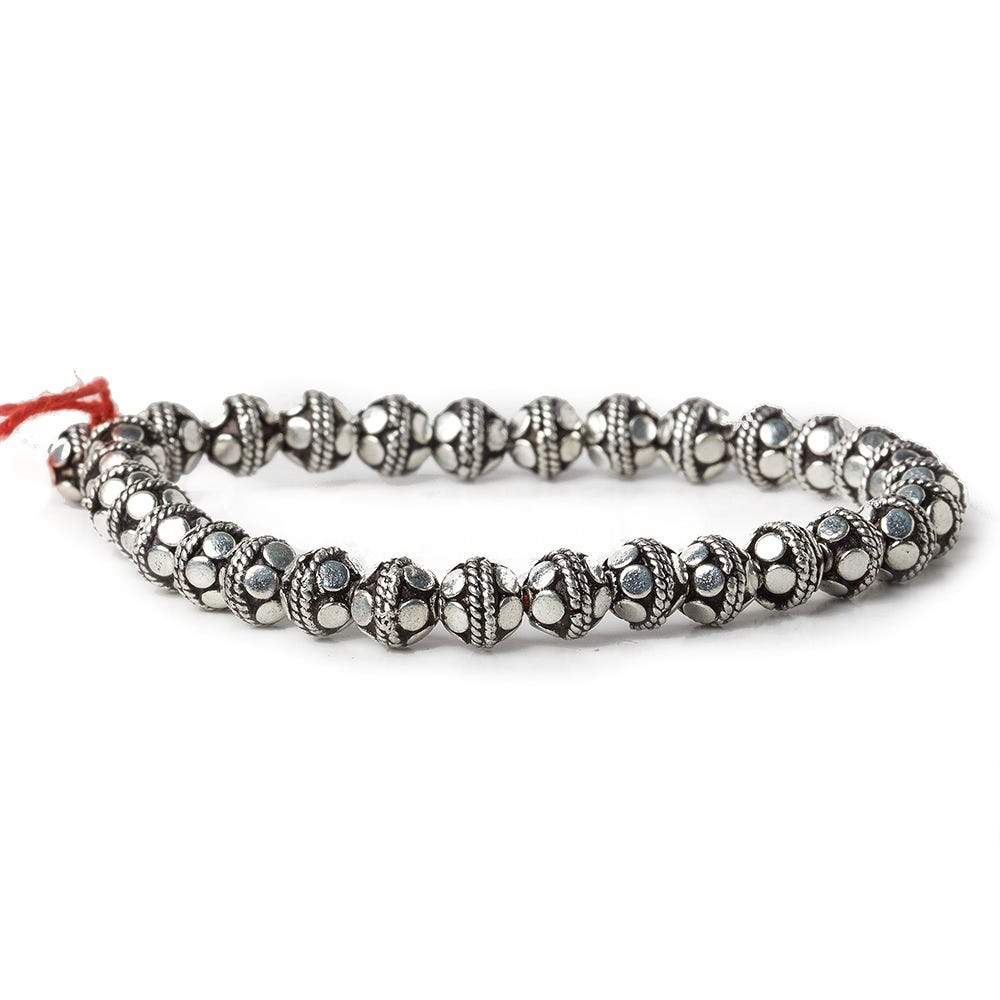 7mm Antiqued Sterling Silver Plated Copper Bead Bali Round 8 inch 31 pcs (ONLINE ORDER ONLY)
