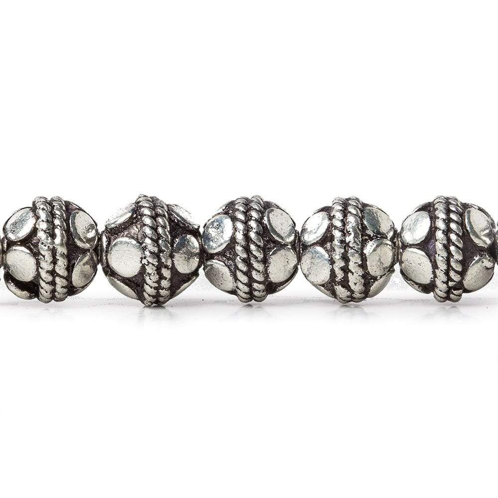7mm Antiqued Sterling Silver Plated Copper Bead Bali Round 8 inch 31 pcs (ONLINE ORDER ONLY)
