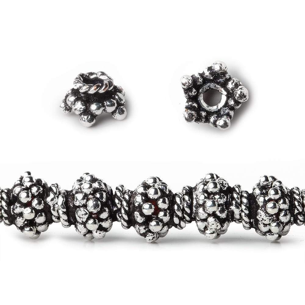 7mm Antiqued Sterling Silver Plated Copper Bead Cap Bali Style 8 inch 64 beads (ONLINE ORDER ONLY)