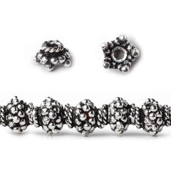 7mm Antiqued Sterling Silver Plated Copper Bead Cap Bali Style 8 inch 64 beads (ONLINE ORDER ONLY)