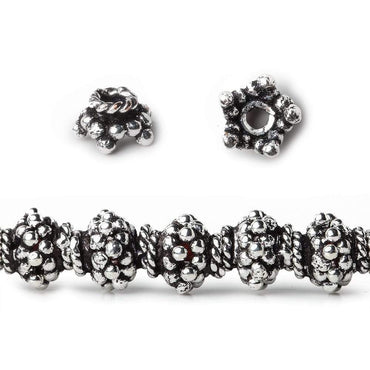 7mm Antiqued Sterling Silver Plated Copper Bead Cap Bali Style 8 inch 64 beads (ONLINE ORDER ONLY)