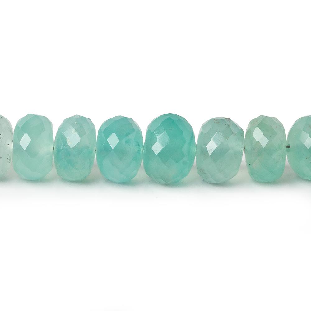 7mm Aqua Green Chalcedony faceted rondelles 18 inches 100 beads AAA (ONLINE ORDER ONLY)