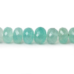 7mm Aqua Green Chalcedony faceted rondelles 18 inches 100 beads AAA (ONLINE ORDER ONLY)