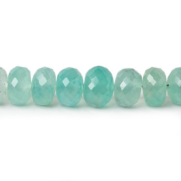 7mm Aqua Green Chalcedony faceted rondelles 18 inches 100 beads AAA (ONLINE ORDER ONLY)