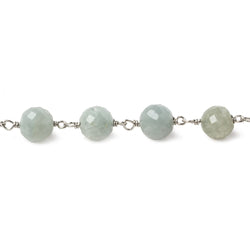 7mm Aquamarine faceted round .925 Silver Chain by the foot 27 pieces (ONLINE ORDER ONLY)
