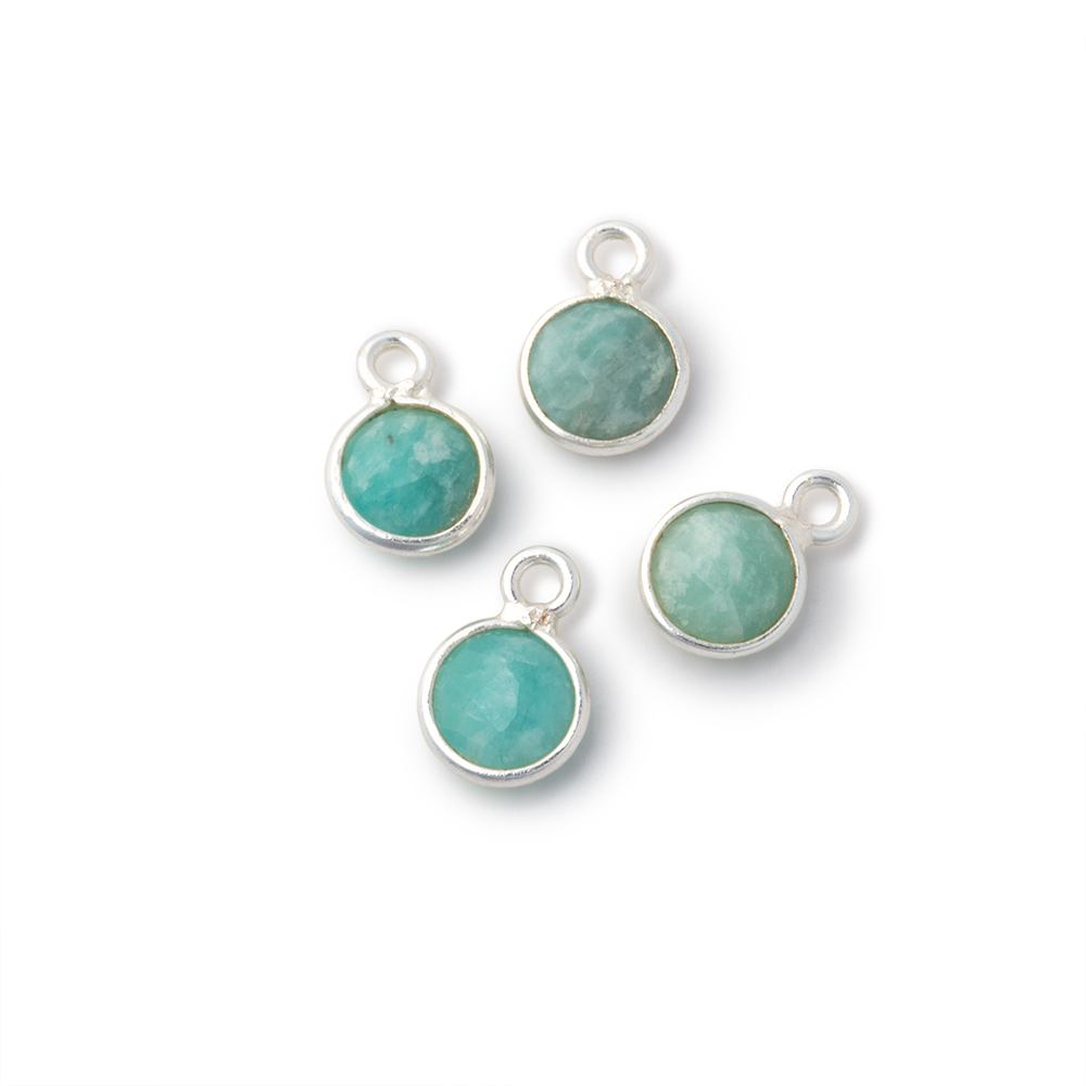 7mm Bezel Set Amazonite Faceted Coin Set of 4 Pendants (ONLINE ORDER ONLY)