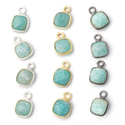 7mm Bezel Set Amazonite Faceted Cushion Set of 4 Pendants (ONLINE ORDER ONLY)