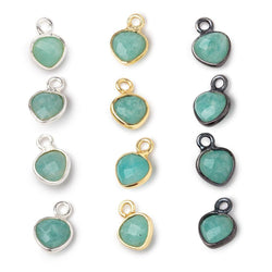 7mm Bezel Set Amazonite Faceted Heart Set of 4 Pendants (ONLINE ORDER ONLY)