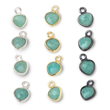 7mm Bezel Set Amazonite Faceted Heart Set of 4 Pendants (ONLINE ORDER ONLY)