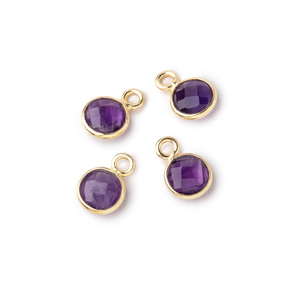 7mm Bezel Set Amethyst Faceted Coin Set of 4 Pendants (ONLINE ORDER ONLY)