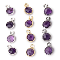 7mm Bezel Set Amethyst Faceted Coin Set of 4 Pendants (ONLINE ORDER ONLY)