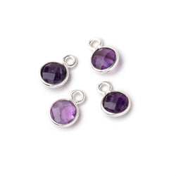 7mm Bezel Set Amethyst Faceted Coin Set of 4 Pendants (ONLINE ORDER ONLY)