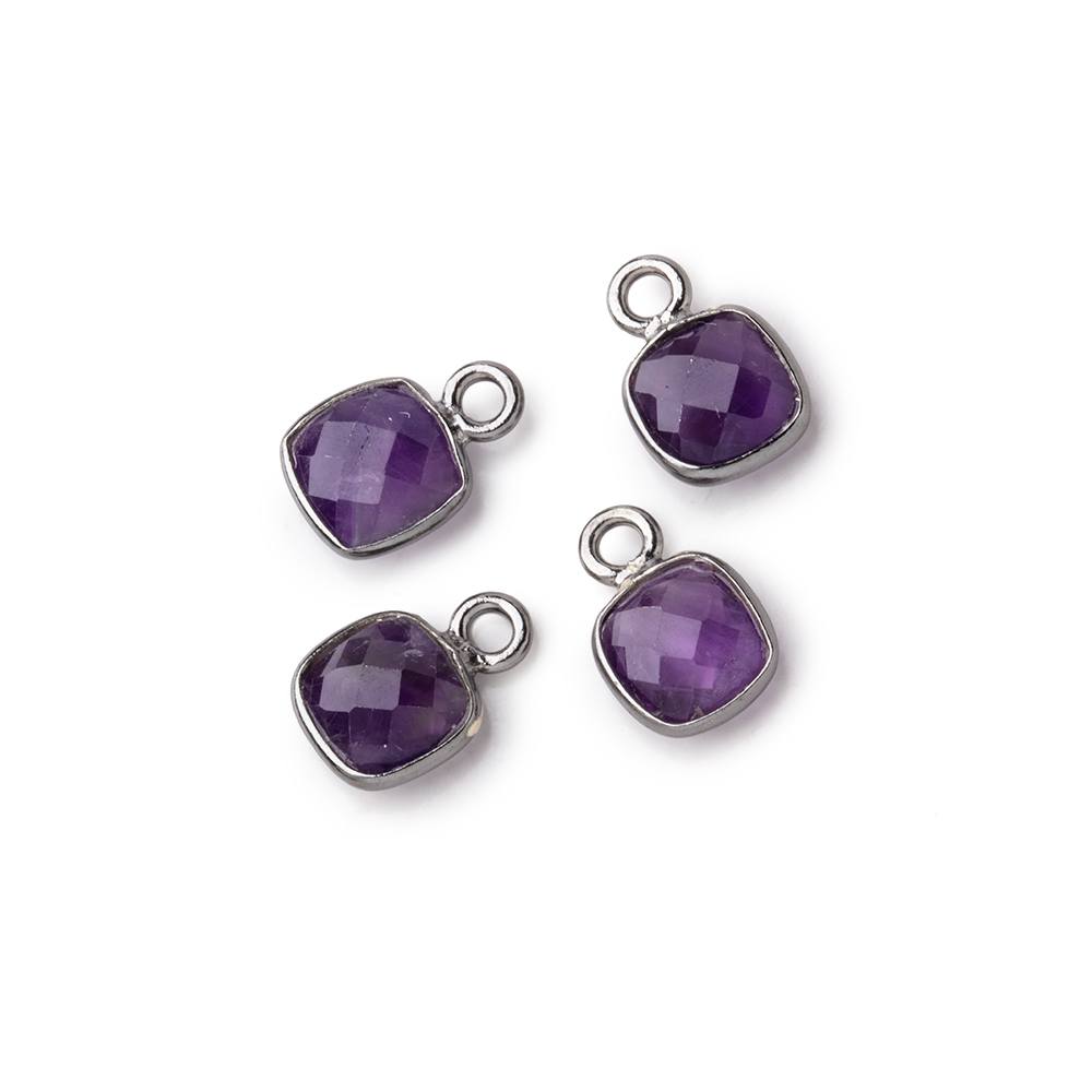 7mm Bezel Set Amethyst Faceted Cushion Set of 4 Pendants (ONLINE ORDER ONLY)