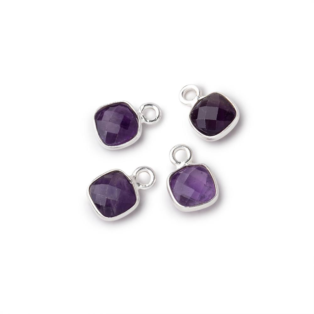 7mm Bezel Set Amethyst Faceted Cushion Set of 4 Pendants (ONLINE ORDER ONLY)