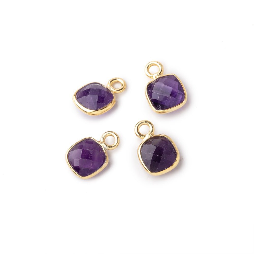 7mm Bezel Set Amethyst Faceted Cushion Set of 4 Pendants (ONLINE ORDER ONLY)