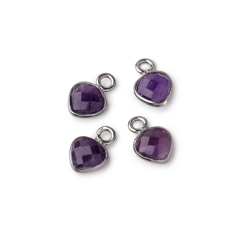 7mm Bezel Set Amethyst Faceted Heart Set of 4 Pendants (ONLINE ORDER ONLY)