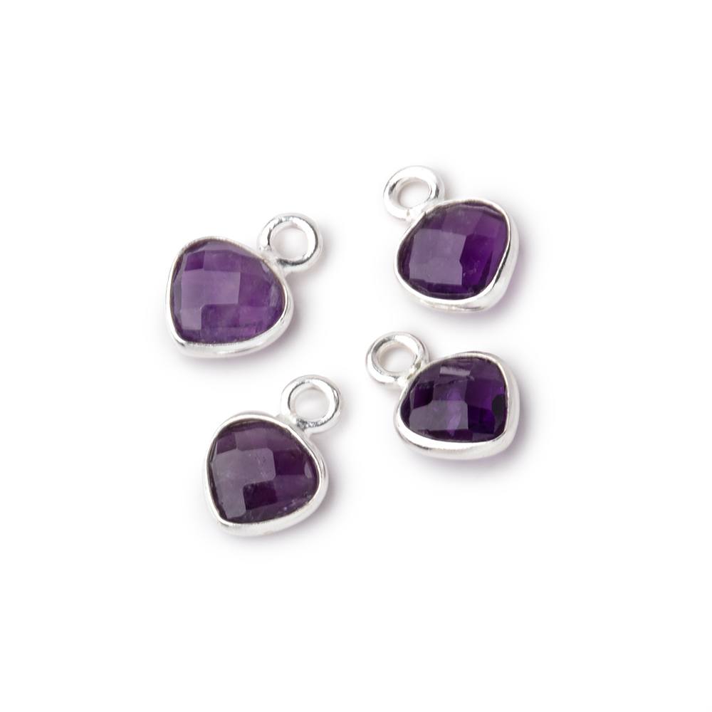 7mm Bezel Set Amethyst Faceted Heart Set of 4 Pendants (ONLINE ORDER ONLY)
