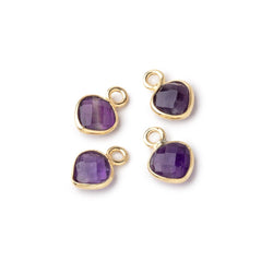 7mm Bezel Set Amethyst Faceted Heart Set of 4 Pendants (ONLINE ORDER ONLY)