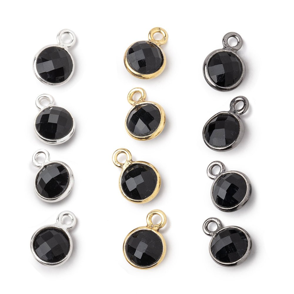 7mm Bezel Set Black Onyx Faceted Coin Set of 4 Pendants (ONLINE ORDER ONLY)