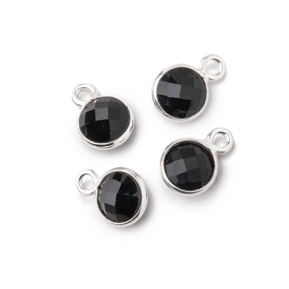 7mm Bezel Set Black Onyx Faceted Coin Set of 4 Pendants (ONLINE ORDER ONLY)