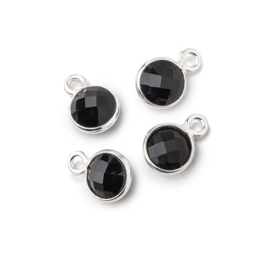 7mm Bezel Set Black Onyx Faceted Coin Set of 4 Pendants (ONLINE ORDER ONLY)