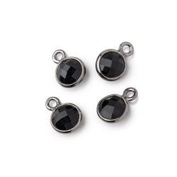 7mm Bezel Set Black Onyx Faceted Coin Set of 4 Pendants (ONLINE ORDER ONLY)