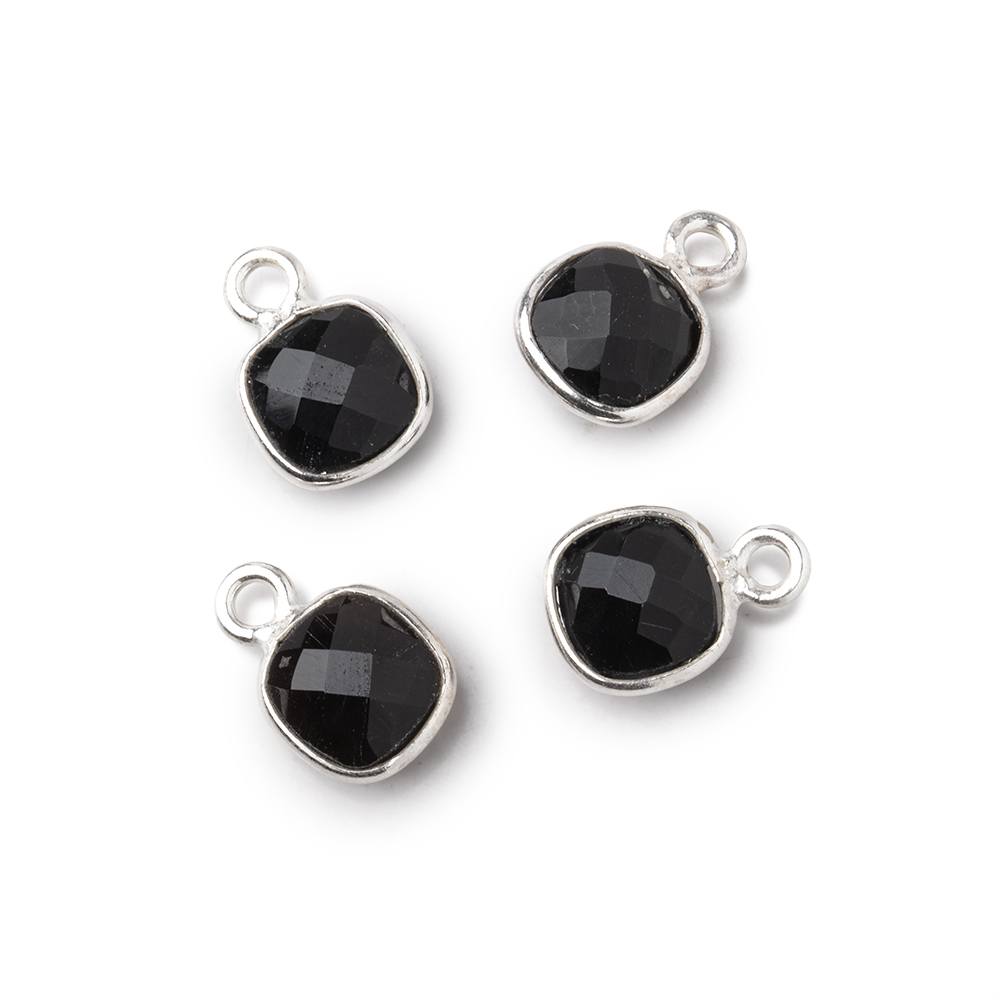 7mm Bezel Set Black Onyx Faceted Cushion Set of 4 Pendants (ONLINE ORDER ONLY)