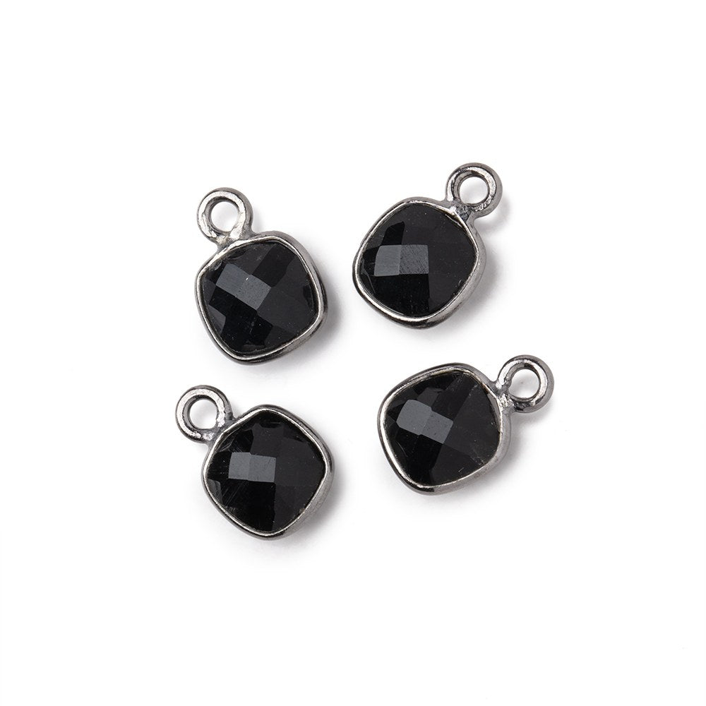 7mm Bezel Set Black Onyx Faceted Cushion Set of 4 Pendants (ONLINE ORDER ONLY)