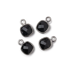 7mm Bezel Set Black Onyx Faceted Cushion Set of 4 Pendants (ONLINE ORDER ONLY)