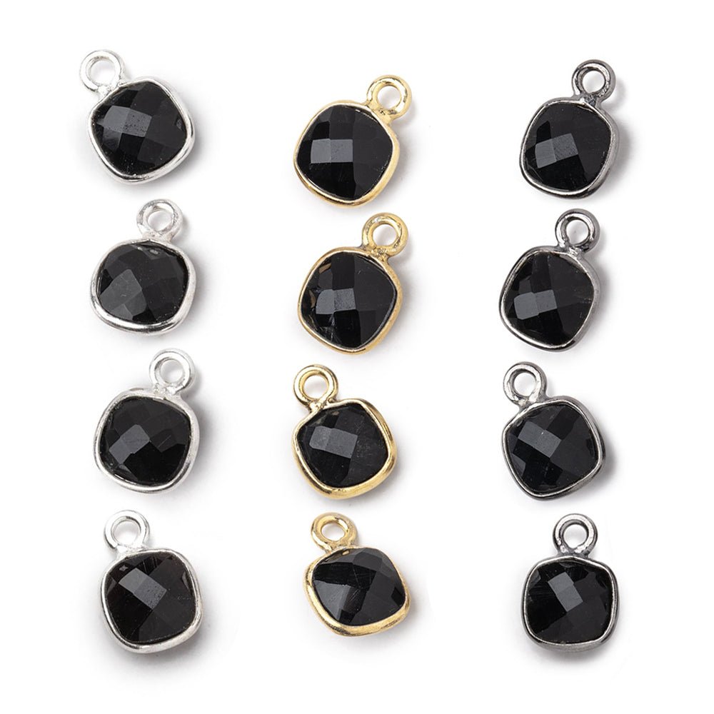 7mm Bezel Set Black Onyx Faceted Cushion Set of 4 Pendants (ONLINE ORDER ONLY)