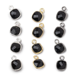 7mm Bezel Set Black Onyx Faceted Cushion Set of 4 Pendants (ONLINE ORDER ONLY)