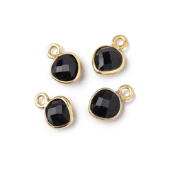 7mm Bezel Set Black Onyx Faceted Heart Set of 4 Pendants (ONLINE ORDER ONLY)