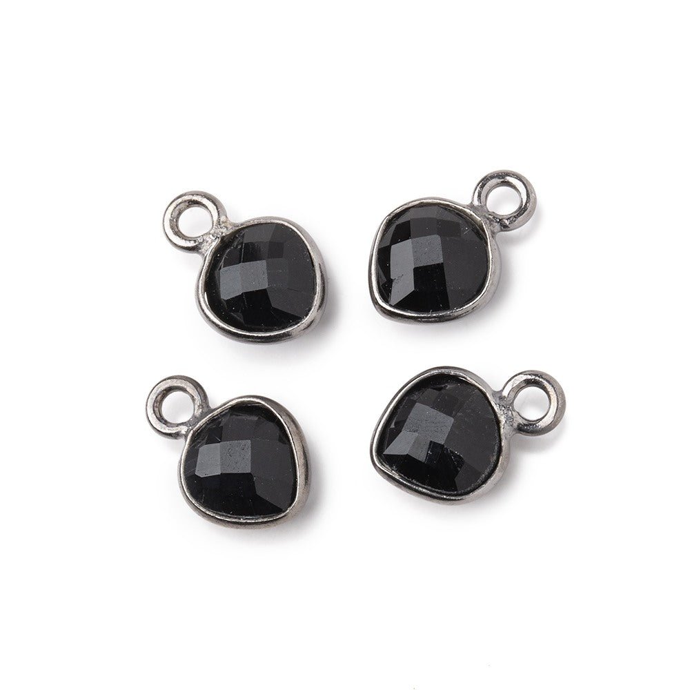 7mm Bezel Set Black Onyx Faceted Heart Set of 4 Pendants (ONLINE ORDER ONLY)