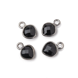 7mm Bezel Set Black Onyx Faceted Heart Set of 4 Pendants (ONLINE ORDER ONLY)
