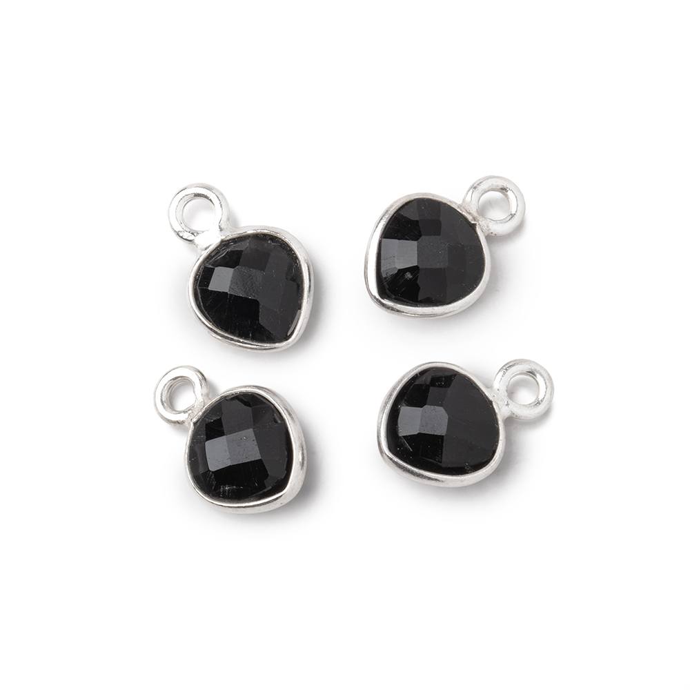 7mm Bezel Set Black Onyx Faceted Heart Set of 4 Pendants (ONLINE ORDER ONLY)