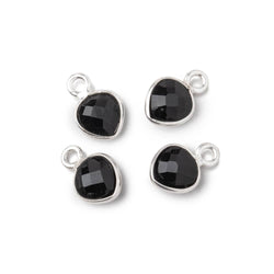 7mm Bezel Set Black Onyx Faceted Heart Set of 4 Pendants (ONLINE ORDER ONLY)