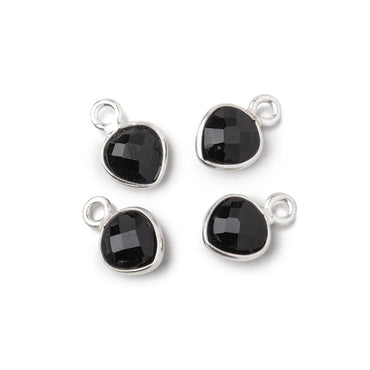 7mm Bezel Set Black Onyx Faceted Heart Set of 4 Pendants (ONLINE ORDER ONLY)