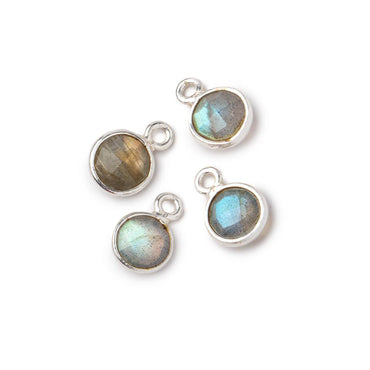 7mm Bezel Set Labradorite Faceted Coin Set of 4 Pendants (ONLINE ORDER ONLY)