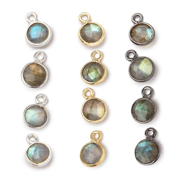 7mm Bezel Set Labradorite Faceted Coin Set of 4 Pendants (ONLINE ORDER ONLY)
