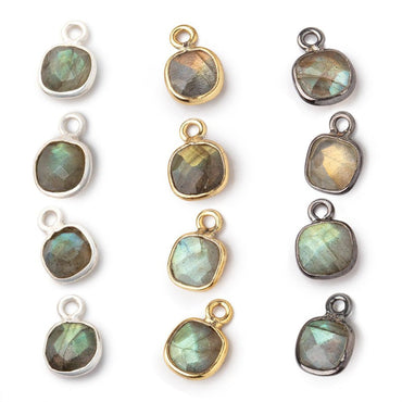 7mm Bezel Set Labradorite Faceted Cushion Set of 4 Pendants (ONLINE ORDER ONLY)
