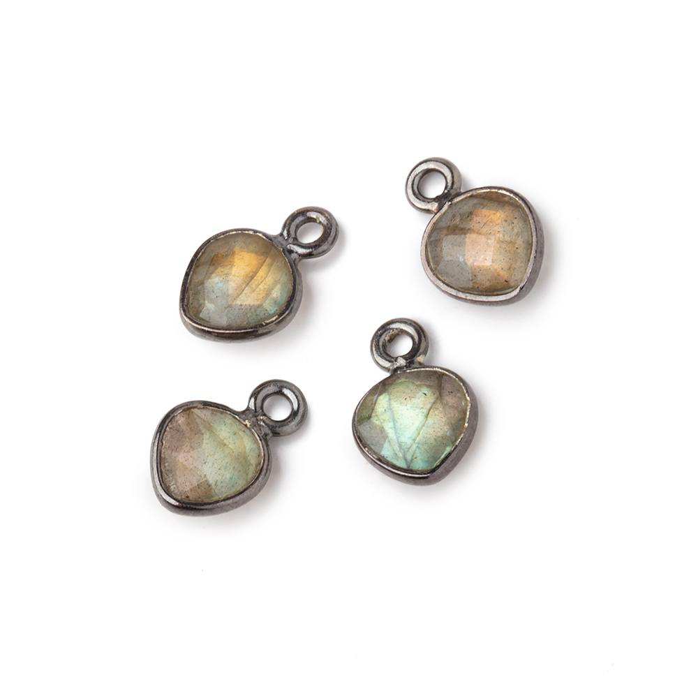 7mm Bezel Set Labradorite Faceted Heart Set of 4 Pendants (ONLINE ORDER ONLY)