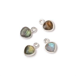 7mm Bezel Set Labradorite Faceted Heart Set of 4 Pendants (ONLINE ORDER ONLY)