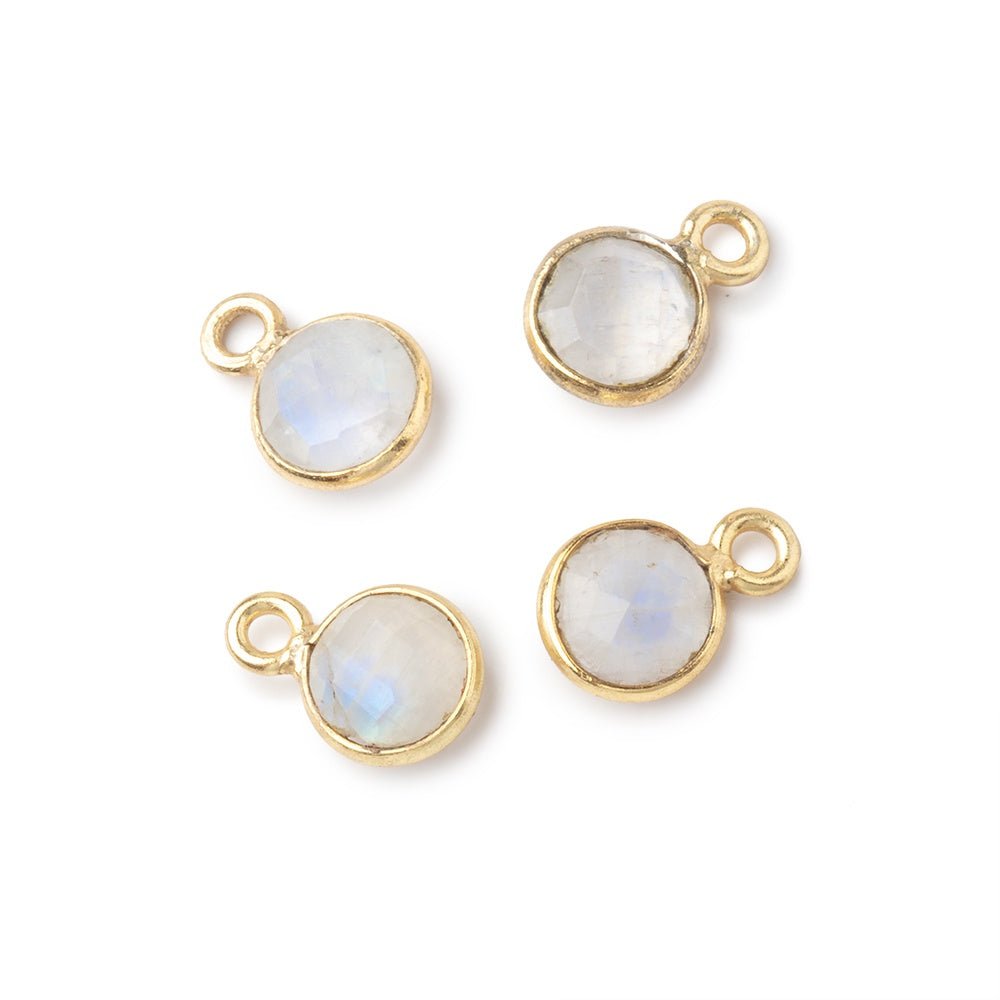 7mm Bezel Set Rainbow Moonstone Faceted Coin Set of 4 Pendants (ONLINE ORDER ONLY)