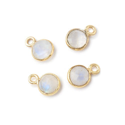 7mm Bezel Set Rainbow Moonstone Faceted Coin Set of 4 Pendants (ONLINE ORDER ONLY)