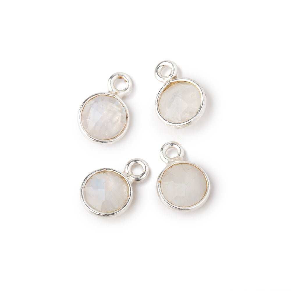 7mm Bezel Set Rainbow Moonstone Faceted Coin Set of 4 Pendants (ONLINE ORDER ONLY)