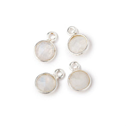 7mm Bezel Set Rainbow Moonstone Faceted Coin Set of 4 Pendants (ONLINE ORDER ONLY)