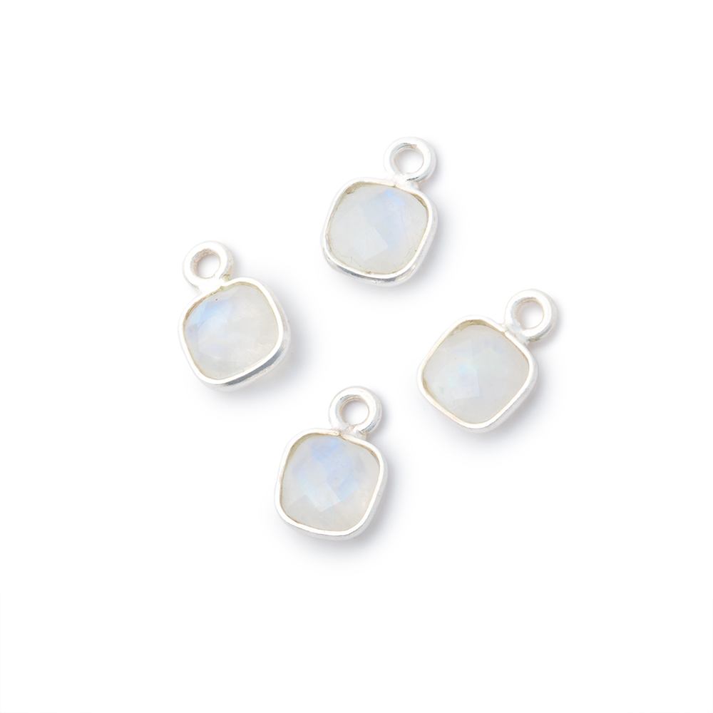 7mm Bezel Set Rainbow Moonstone Faceted Cushion Set of 4 Pendants (ONLINE ORDER ONLY)