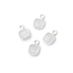 7mm Bezel Set Rainbow Moonstone Faceted Cushion Set of 4 Pendants (ONLINE ORDER ONLY)